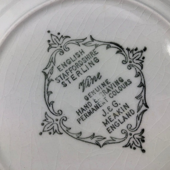 English Staffordshire Sterling Meakin Blue Vine Bread & Butter set of 4 plates - Picture 7 of 12